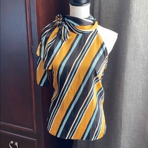 Zara woman sleeveless retro stripe dress shirt